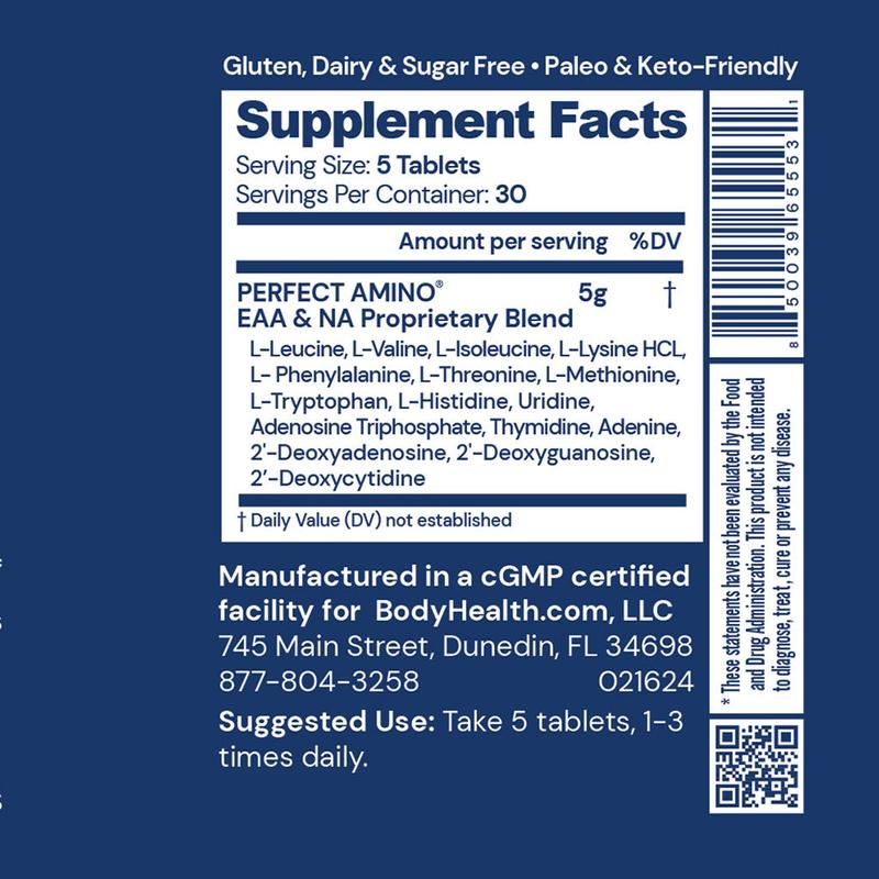 PerfectAmino Supplement Facts label