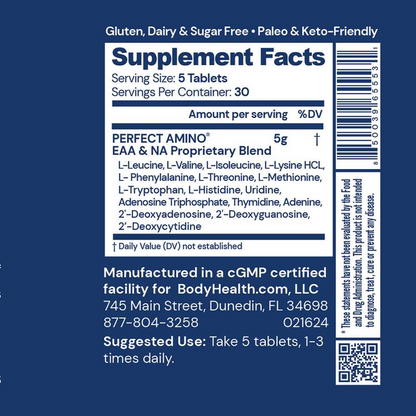 PerfectAmino Supplement Facts label