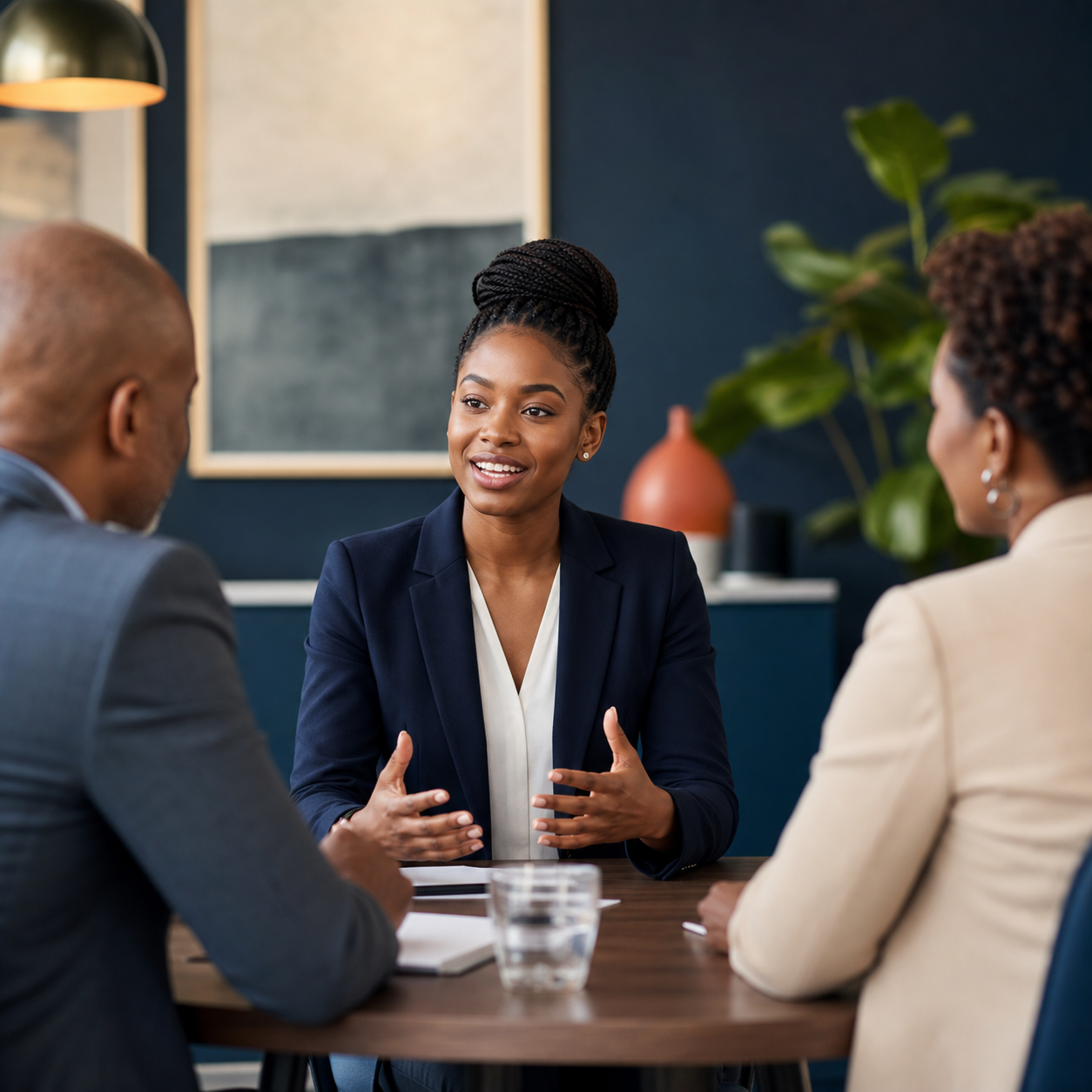 Graduate speaking confidently in a job interview