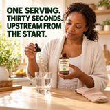 ONE SERVING. THIRTY SECONDS. UPSTREAM FROM THE START.