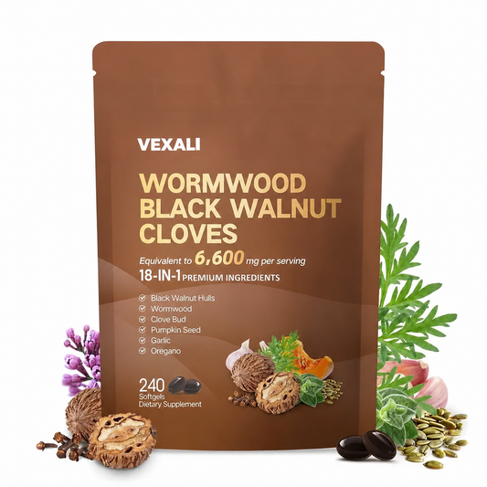 VEXALI Wormwood Black Walnut Cloves 18-in-1 softgels pouch