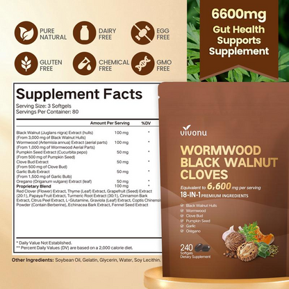 VIVONU supplement facts and product pouch